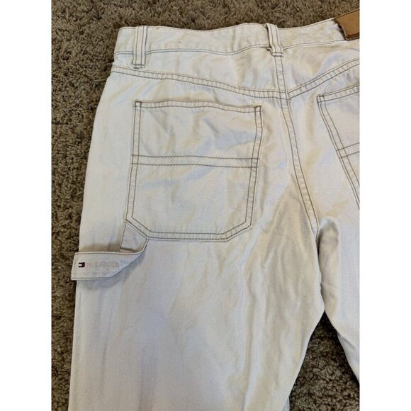 TOMMY HILFIGER Denim Pants Mid-Rise Vintage Carpenter Y2K Light Wash Sz 6 30x30 - Picture 10 of 15
